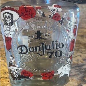 Don Julio 70 Decorative Glass Bottle with Red Rose Accents
